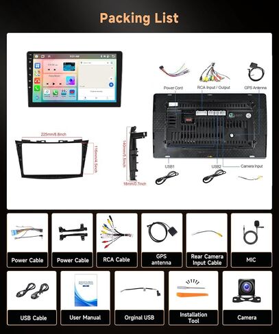 2G 32G Android Car Stereo for Suzuki Swift 2011-2017 with Wireless Apple Carplay Android Auto, Rimoody 9 Inch Touch Screen Car Radio with Bluetooth HiFi FM WiFi Mirror Link GPS Backup Camera in Saudi Arabia