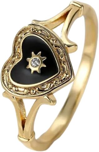 Valentine Heart Italian Enamel 925 STERLING SILVER RING FOR WOMEN, HANDMADE RING, ENGAGEMNET RING, PROMISE RING, Valentine ring (Red Enamel - Silver, 7) in Saudi Arabia