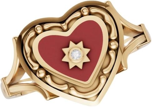 Valentine Heart Italian Enamel 925 STERLING SILVER RING FOR WOMEN, HANDMADE RING, ENGAGEMNET RING, PROMISE RING, Valentine ring (Red Enamel - Silver, 7) in Saudi Arabia