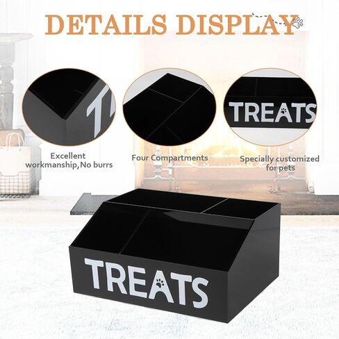 Acrylic Dog Storage Organizer,Dog Treat Station with dividers,Trapezoid Dog Treat Container for Countertop,Cat Treat Storage Bin,Ideal for Dog Cat Bagged Snack or Can Food-Clear in Saudi Arabia