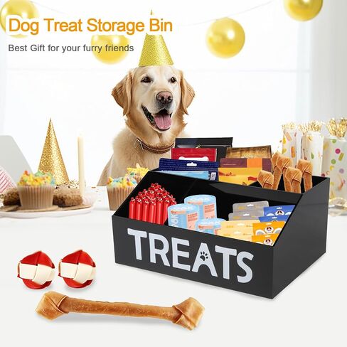 Acrylic Dog Storage Organizer,Dog Treat Station with dividers,Trapezoid Dog Treat Container for Countertop,Cat Treat Storage Bin,Ideal for Dog Cat Bagged Snack or Can Food-Clear in Saudi Arabia