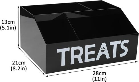 Acrylic Dog Storage Organizer,Dog Treat Station with dividers,Trapezoid Dog Treat Container for Countertop,Cat Treat Storage Bin,Ideal for Dog Cat Bagged Snack or Can Food-Clear in Saudi Arabia