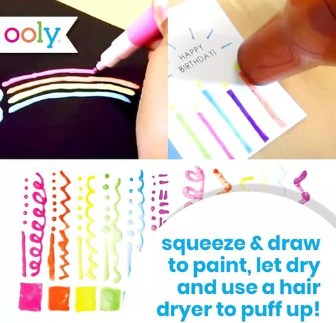 Ooly Magic Puffy Pens, Puffy Popcorn Drawing Pens Set of 6 Neon Colors with 3D Ink, Add Heat & Watch Art Grow, Creative Markers for Kids & Toddlers, Fun Art Supplies for Drawing & Coloring in Kuwait