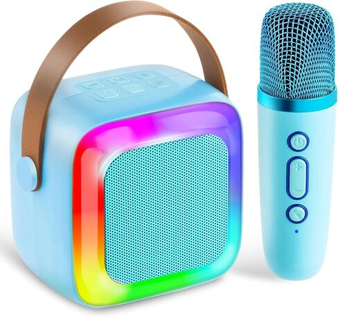Kids Karaoke Machine for Adults, Mini Portable Karaoke Bluetooth Speaker with 2 Wireless Microphones, Birthday Gifts Toys for Teen Girls Ages 4, 5, 6, 7, 8, 9, 10, 12+ Year Old (Pink) in Saudi Arabia
