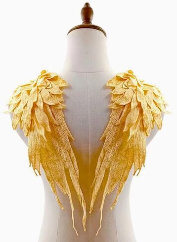 Liveish Angel Wing Applique,Embroidered Angel Wings Applique,Blue lace Applique for Dresses, Angel Wing Shoulder Applique 1 Pair (Blue) in Saudi Arabia