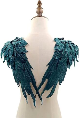 Liveish Angel Wing Applique,Embroidered Angel Wings Applique,Blue lace Applique for Dresses, Angel Wing Shoulder Applique 1 Pair (Blue) in Saudi Arabia