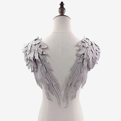 Liveish Angel Wing Applique,Embroidered Angel Wings Applique,Blue lace Applique for Dresses, Angel Wing Shoulder Applique 1 Pair (Blue) in Saudi Arabia