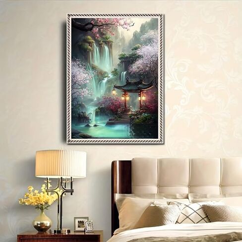 Semneroy Cherry Blossoms Diamond Painting Kits for Adult Beginners, Traditional Architecture Diamond Art Kits,Full Drill Paint with Diamond Dot Gem Art Painting for Home Decor 12x16 inch in Saudi Arabia