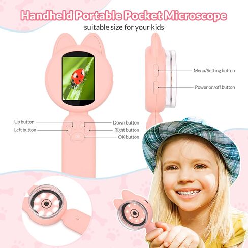 Mafiti Microscope for Kids Mini Pocket Handheld Kids Microscope Educational Science Kit Toys Xmas/Birthday Gifts for Aged 3-12 Girls Boys,Blue in Kuwait