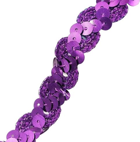 Purple Sequin Ribbon Fabric Paillette Ribbon Trim Flat Glitter Sequin Braid Trim for Crafts Sewing Decoration, 15mm*13m in Kuwait
