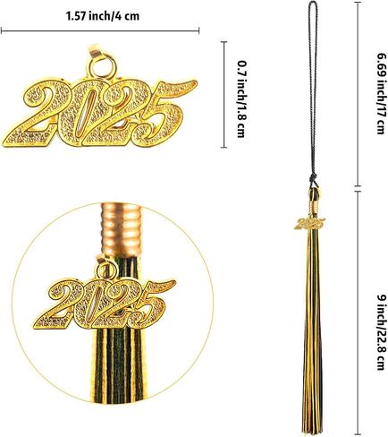 2025 Tassel Graduation, Graduation Tassel 2025 with 2025 Year Charm, 9" Size, Premium Silk Thread & Metal Charm, Commemorative Keepsake for Class of 2025 (Gold) in Saudi Arabia