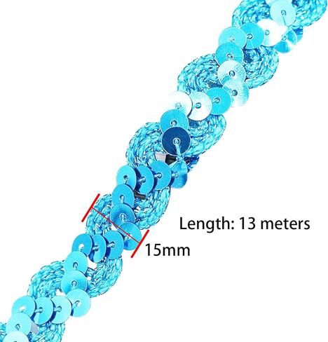 Purple Sequin Ribbon Fabric Paillette Ribbon Trim Flat Glitter Sequin Braid Trim for Crafts Sewing Decoration, 15mm*13m in Kuwait