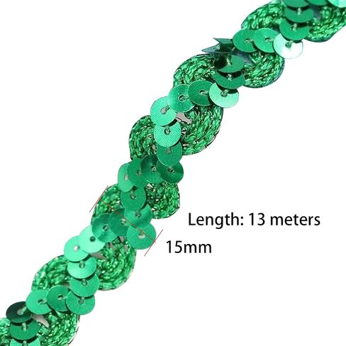 Purple Sequin Ribbon Fabric Paillette Ribbon Trim Flat Glitter Sequin Braid Trim for Crafts Sewing Decoration, 15mm*13m in Kuwait