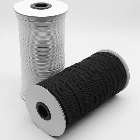 50 Yards Elastic Band Spool 1/4 Inch for Sewing Braided Stretch Strap, Elastic String Cord for DIY Projects, Arts & Crafts (White, 1/4Inch) in Saudi Arabia