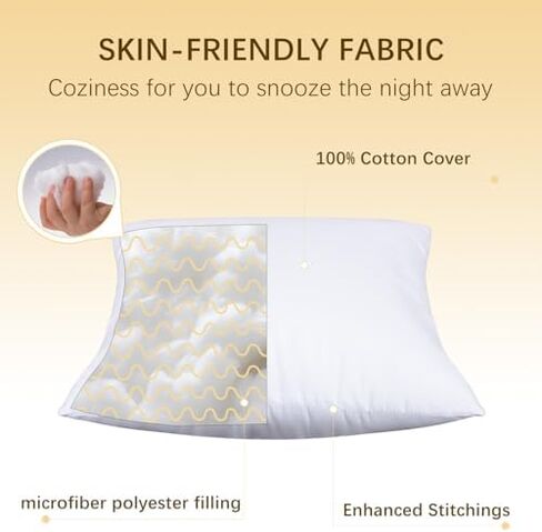 Throw Pillows Insert Set of 2, with 100% Cotton Cover, Bed and Couch - Indoor Hotel Decorative Pillows, 12x20 in White Pillows Inserts in Saudi Arabia