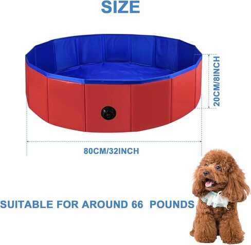 32 x 8 Inch Foldable Dog Pool, Pet Swimming Pool, Portable Dog Pool, PVC Collapsible Pet Pool for Indoor and Outdoor Cat and Dog Shower Bathtub (Blue, 32 x 8in) in Saudi Arabia