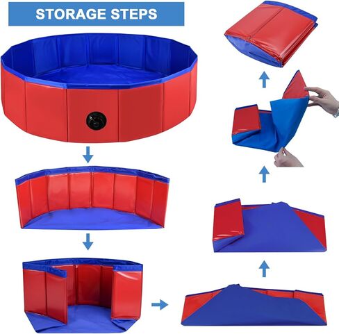 32 x 8 Inch Foldable Dog Pool, Pet Swimming Pool, Portable Dog Pool, PVC Collapsible Pet Pool for Indoor and Outdoor Cat and Dog Shower Bathtub (Blue, 32 x 8in) in Saudi Arabia