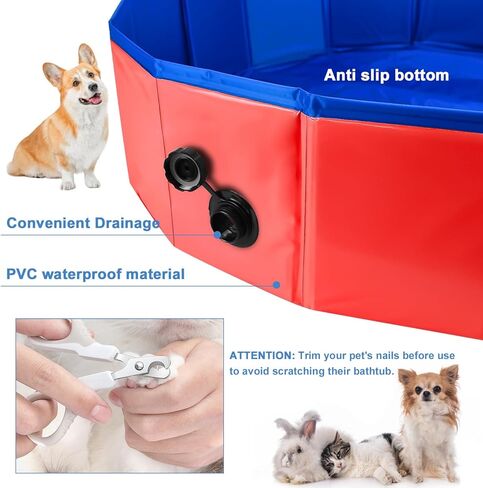 32 x 8 Inch Foldable Dog Pool, Pet Swimming Pool, Portable Dog Pool, PVC Collapsible Pet Pool for Indoor and Outdoor Cat and Dog Shower Bathtub (Blue, 32 x 8in) in Saudi Arabia