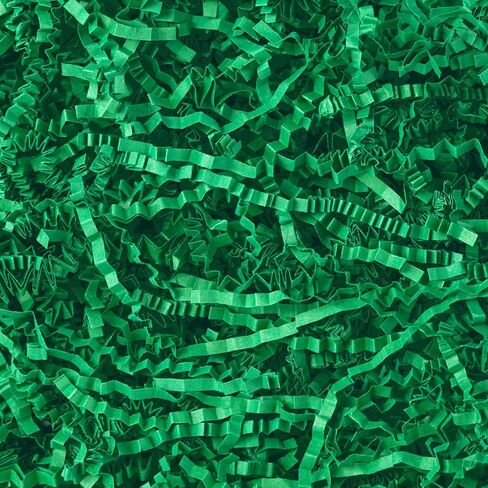 1/2LB Crinkle Cut Paper Shred, Metallic Green White Raffia Paper Sherd Filler Grass for Christmas Easter Grass Gift Wrapping Basket Filling Birthdays Weddings Party Supply in Kuwait