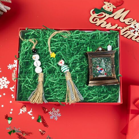 1/2LB Crinkle Cut Paper Shred, Metallic Green White Raffia Paper Sherd Filler Grass for Christmas Easter Grass Gift Wrapping Basket Filling Birthdays Weddings Party Supply in Kuwait