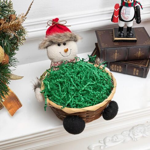 1/2LB Crinkle Cut Paper Shred, Metallic Green White Raffia Paper Sherd Filler Grass for Christmas Easter Grass Gift Wrapping Basket Filling Birthdays Weddings Party Supply in Kuwait