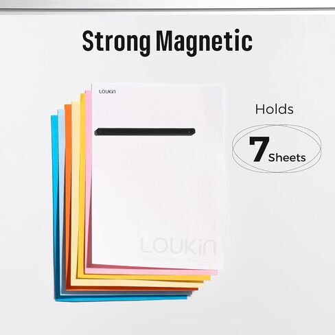 Loukin 4 pcs Rectangular Magnets, Colorful Fridge Magnets, Plastic Strips Embedded Magnets, Decorative Refrigerator Magnets for Whiteboard, Kitchen and Office (Black&Gray&Blue&White, M) in Saudi Arabia