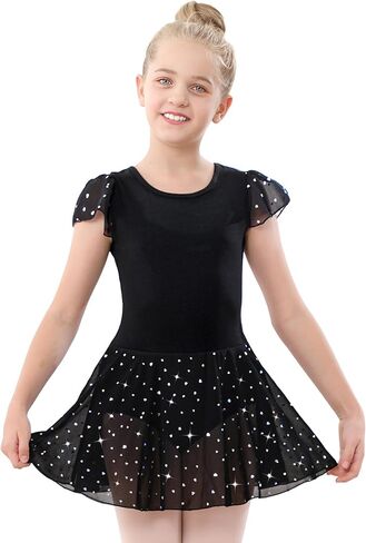 Stelle Ballet Leotards for Girls Dance Leotard with Skirt Toddler Ballet Outfit Ruffle Sleeve Kids Activewear Dress in Kuwait