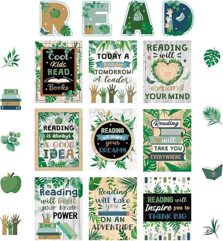 Zonon 45 Pcs Reading Classroom Decorations Reading Bulletin Board Poster Banner Set Elementary Educational Prints Poster Rainbow Classroom Supplies Wall Decor for Teachers Preschool Elementary Library in Kuwait