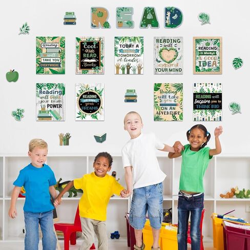 Zonon 45 Pcs Reading Classroom Decorations Reading Bulletin Board Poster Banner Set Elementary Educational Prints Poster Rainbow Classroom Supplies Wall Decor for Teachers Preschool Elementary Library in Kuwait