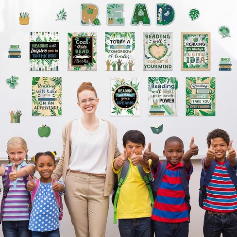 Zonon 45 Pcs Reading Classroom Decorations Reading Bulletin Board Poster Banner Set Elementary Educational Prints Poster Rainbow Classroom Supplies Wall Decor for Teachers Preschool Elementary Library in Kuwait