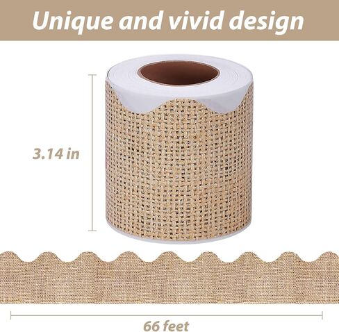 66 Feet Burlap Bulletin Board Border Self Adhesive Scalloped Border Trim Stickers for Bulletin Boards, Desks, Lockers, Home, School or Classroom Decor in Saudi Arabia