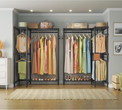 رف ملابس الملابس Vipek L4S على شكل ملابس على شكل زاوية ، رف الملابس الخزانة المحمولة القائمة بذاتها مع 3 قضبان معلقة وخطوط جانبية ، 43.3 "LX29 in Kuwait