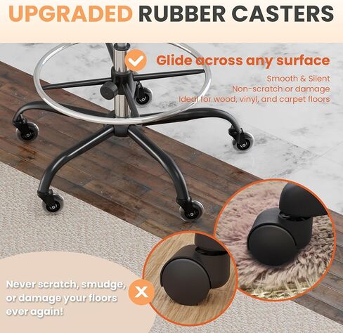 HYLONE Drafting Chair Adjustable, Tall Office Chair Lumbar Support Ergonomic Standing Desk Chair Heavy Duty Tall Drafting Stool for Artists with Footrest Home Office Drafting Stool in Kuwait