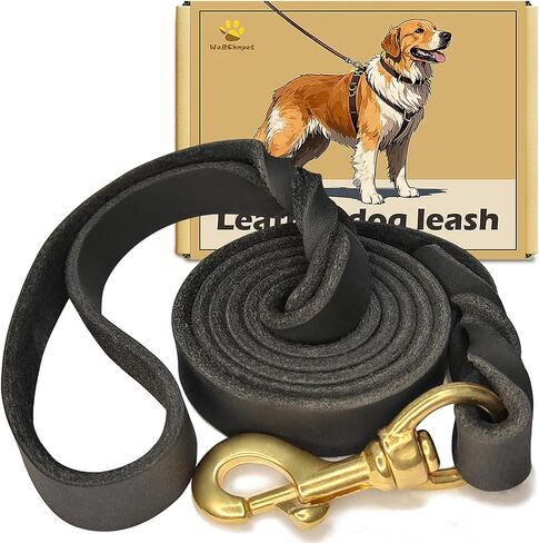 Leather Dog Leash 6ft, Heavy Duty, Soft and Strong for Large, Medium, Small Dogs - Premium Leather Leash for Dogs in Saudi Arabia