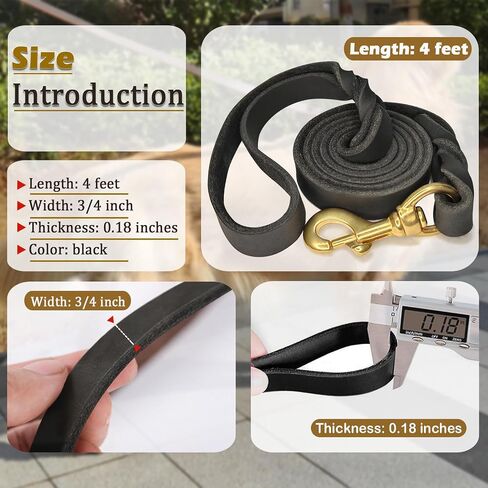 Leather Dog Leash 6ft, Heavy Duty, Soft and Strong for Large, Medium, Small Dogs - Premium Leather Leash for Dogs in Saudi Arabia