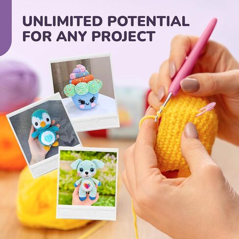 YammiAmi Beginner Crochet Kit for Adults & Kids - 98 Pc Amigurumi Crochet Kit for Starters - 1,620 Yards, 45 Skeins 20g/36yds Each Yarn, Learn to Crochet Kit, Crochet Accessories Set in Saudi Arabia
