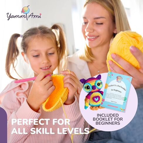 YammiAmi Beginner Crochet Kit for Adults & Kids - 98 Pc Amigurumi Crochet Kit for Starters - 1,620 Yards, 45 Skeins 20g/36yds Each Yarn, Learn to Crochet Kit, Crochet Accessories Set in Saudi Arabia