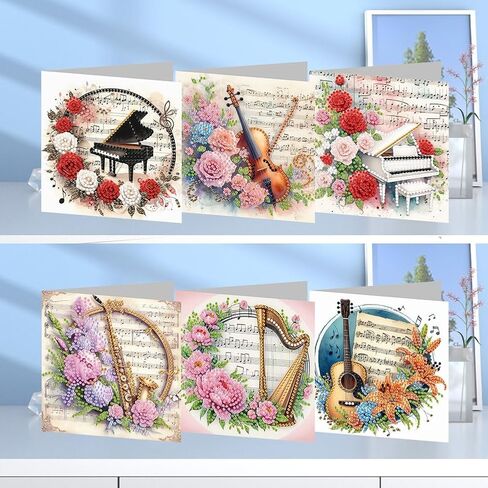 Pigpigboss 6 Packs Peacock Diamond Painting Greeting Card Kit - Modern DIY Art Craft Kit for Adults - Foldable, 5.9 inches x 5.9 inches, All Seasons, Bird, Peacock Theme in Saudi Arabia