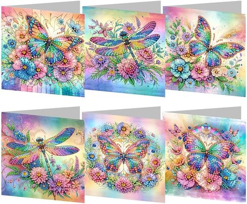 Pigpigboss 6 Packs Peacock Diamond Painting Card Kit - مجموعة حرفة فنية حديثة للبالغين - قابلة للطي ، 5.9 بوصات × 5.9 بوصة ، جميع الفصول ، الطيور ، موضوع الطاووس in Kuwait
