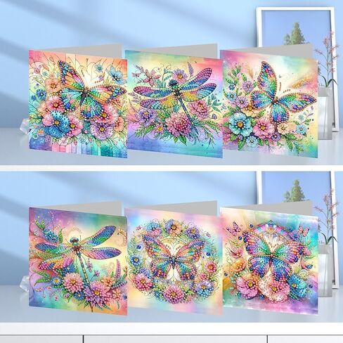 Pigpigboss 6 Packs Peacock Diamond Painting Card Kit - مجموعة حرفة فنية حديثة للبالغين - قابلة للطي ، 5.9 بوصات × 5.9 بوصة ، جميع الفصول ، الطيور ، موضوع الطاووس in Kuwait