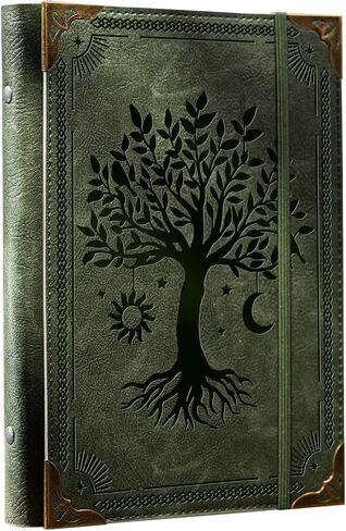 PU Leather A5 Binder 6 Ring Refillable Journal Cover No Refill Paper A5 Planner Binder Loose Leaf Binder Notebook 5.7"x8.3" with Elastic Closure, Green Tree in Saudi Arabia