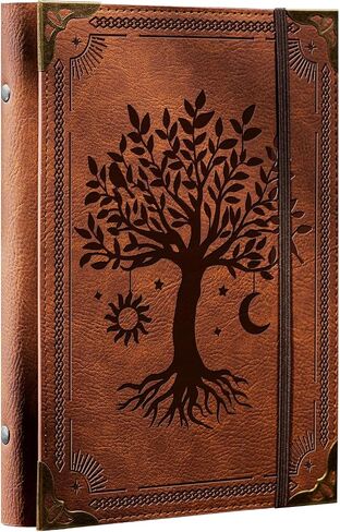 PU Leather A5 Binder 6 Ring Refillable Journal Cover No Refill Paper A5 Planner Binder Loose Leaf Binder Notebook 5.7"x8.3" with Elastic Closure, Green Tree in Saudi Arabia