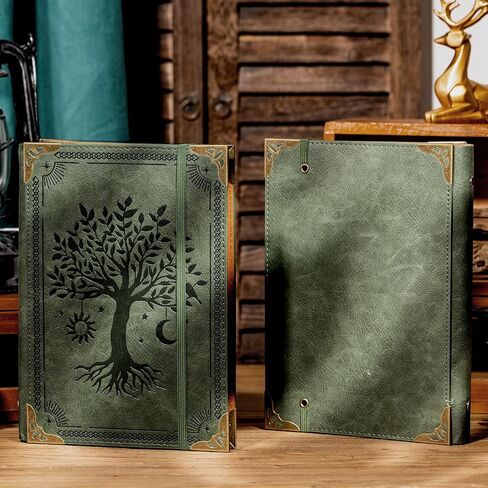 PU Leather A5 Binder 6 Ring Refillable Journal Cover No Refill Paper A5 Planner Binder Loose Leaf Binder Notebook 5.7"x8.3" with Elastic Closure, Green Tree in Saudi Arabia