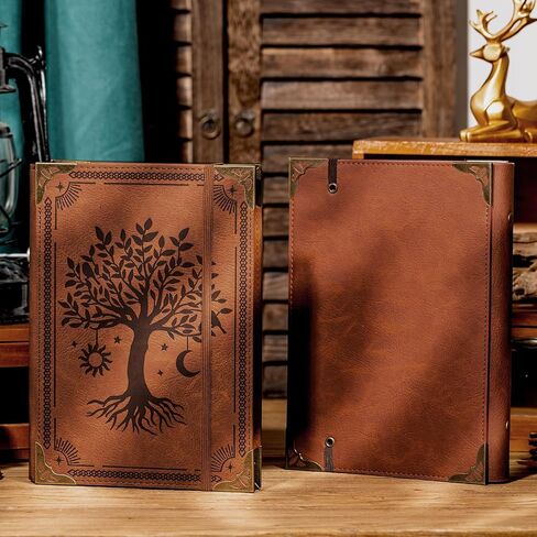 PU Leather A5 Binder 6 Ring Refillable Journal Cover No Refill Paper A5 Planner Binder Loose Leaf Binder Notebook 5.7"x8.3" with Elastic Closure, Green Tree in Saudi Arabia