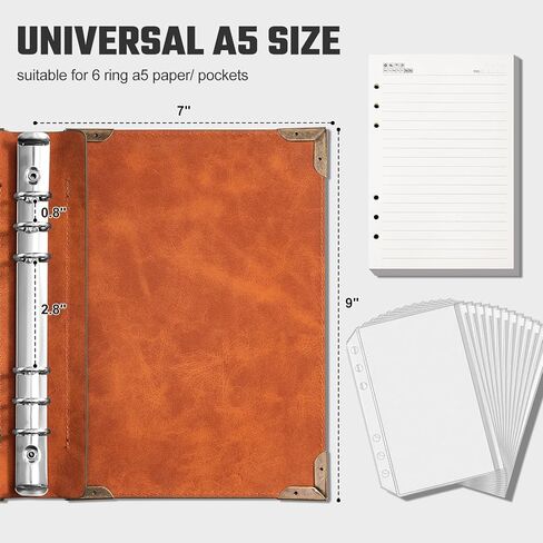 PU Leather A5 Binder 6 Ring Refillable Journal Cover No Refill Paper A5 Planner Binder Loose Leaf Binder Notebook 5.7"x8.3" with Elastic Closure, Green Tree in Saudi Arabia