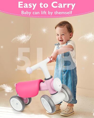 Colorful Glow Wheel Toddler Balance Bike,Baby Toys for 1 Year Old Boy Girls,12-24 Months Baby Balance Bike with Soft Music Cute Animal Sound,1st Birthday Gifts in Saudi Arabia