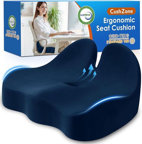 Seat Cushion, Memory Foam Office Chair Seat Cushion for Office Chairs/Car/Long Trip/Desk Chair/Gaming, Extra Large Size for Sciatica & Hip & Tailbone Pain Relief, Sciatica Support (Black) in Kuwait