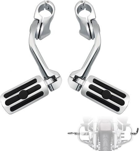1.25" Highway Footpegs,Short Angled Adjustable Highway Pegs w/Mounts for Harley Touring Street Glide Electra Glide Road King Softail CVO Dyna Trike Sportster w/1-1/4" Engine Guard,Chrome#1 in Kuwait