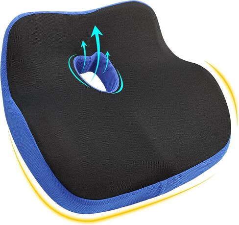 Car Seat Cushion: Ergonomic Memory Foam Seat Cushion for Sciatica Pain Relief, Larger Driving Seat Cushion for Short Drivers on Long Drives - Butt Seat Cushion For Car-Truck, Office - Black in Saudi Arabia