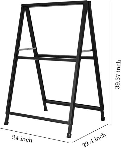 DISPLAYSWORKER Heavy Duty A-Frame Sidewalks Signs 24x36 Inch ,outdoor Sandwich Board Sign Black Coated Steel Metal Double-Sided，Slide-in Folding with 2 Corrugated Plastic Poster Boards&2 Anti-Glare in Saudi Arabia